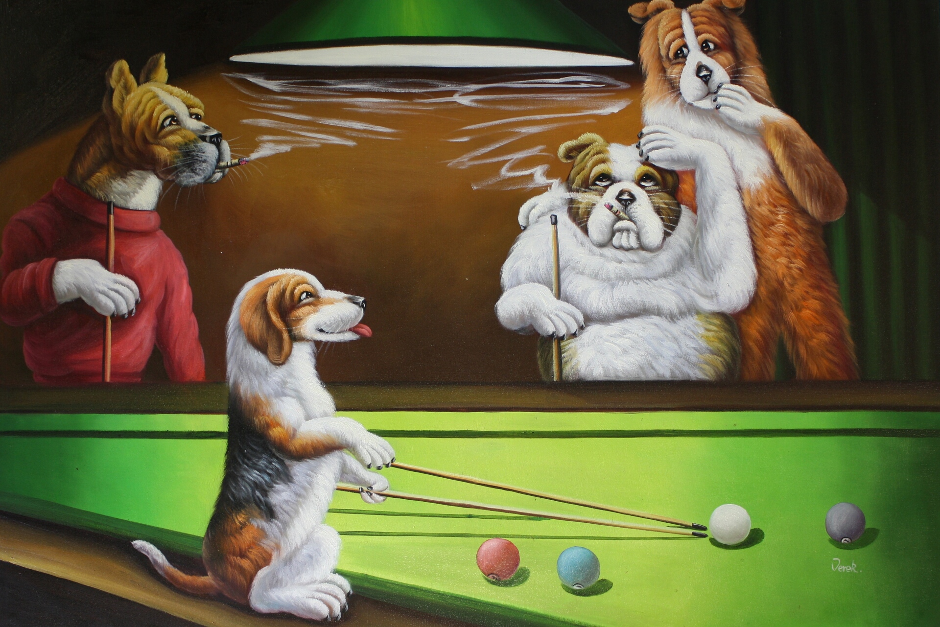 Dogs Playing Pool - Cassius Marcellus Coolidge Paintings